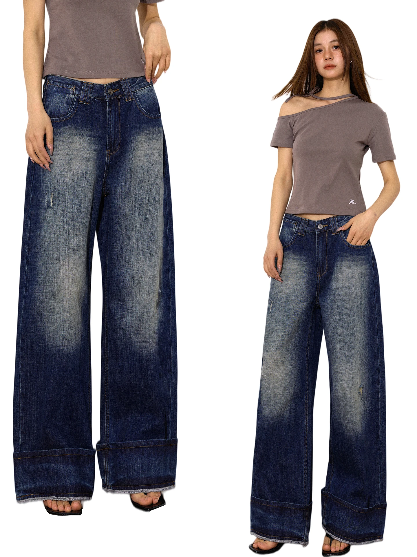 

High Waist Straight Leg Loose Fit Women's Jeans Retro Style Spring Summer Nine Point Pants Comfortable Cotton Natural Waist