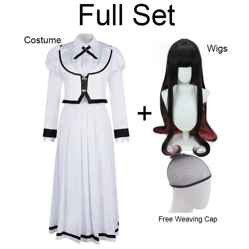 

2025 Anime Kurogane Otoha Cosplay Wigs Suzunomiya Ririsa Costumes Rock Is a Lady's Modesty White Performance Uniform Skirts