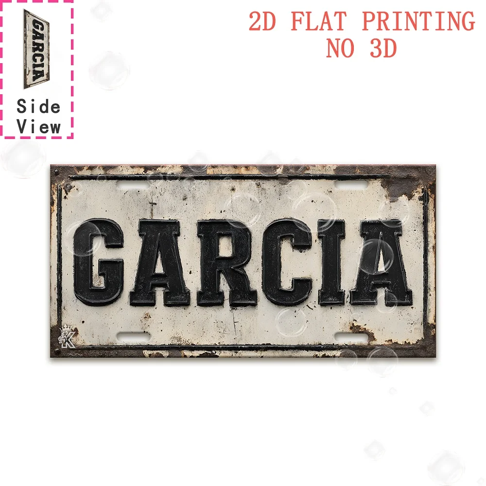 2D Flat,Outdoor Plaques and Wall Art, 1pc, Retro Surname 
