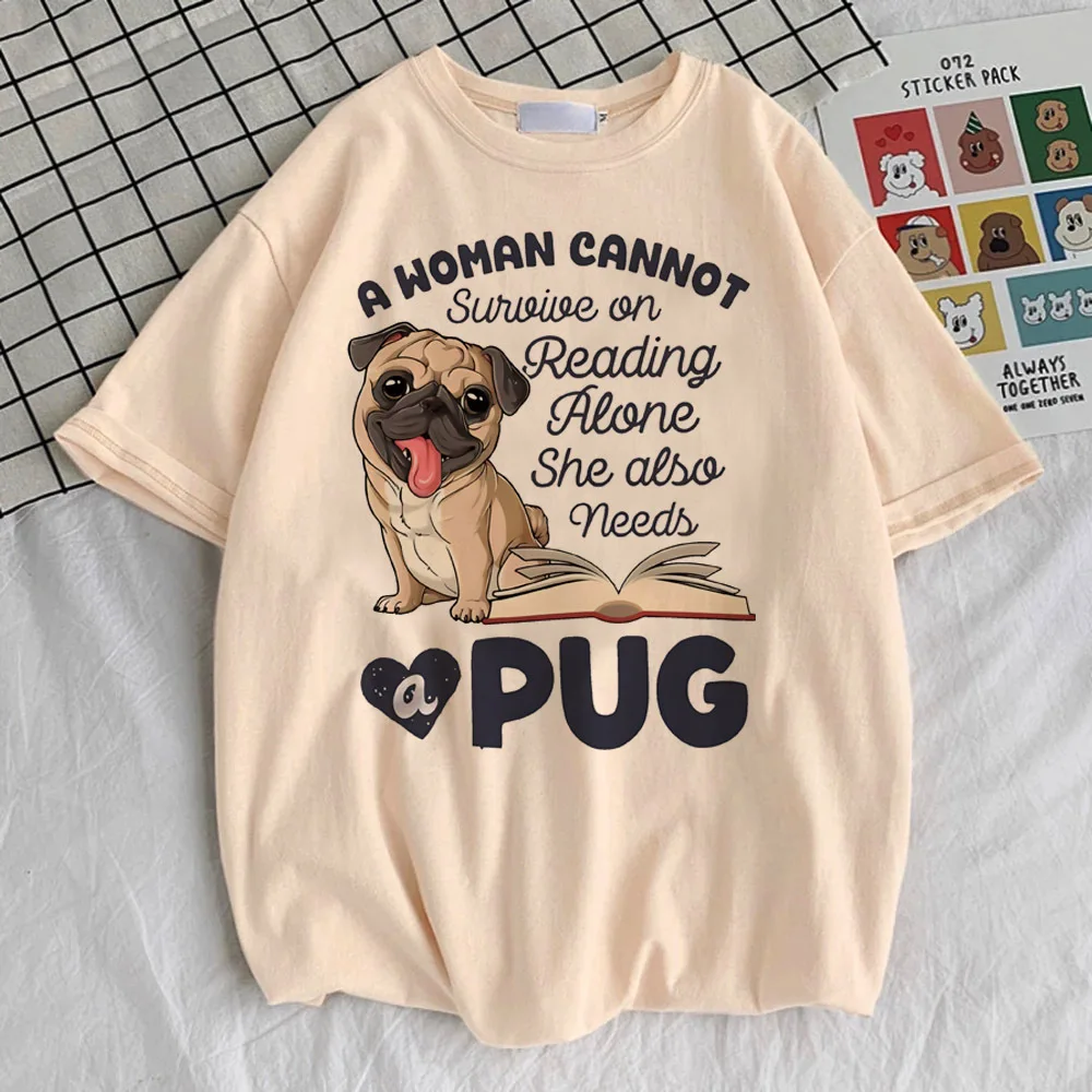 

Women's Classic Pug Pattern T-shirt Fashionable and Trendy Breathable Harajuku Style, Comfortable Korean Anime-inspired Clothing