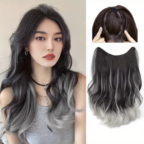 합성 긴 느슨한 웨이브 헤어 익스텐션 4클립 헤어 익스텐션 핑크 그레이 옴버 블랙 브라운 컬러 20인치 가짜 헤어 for wome Best5 합성 긴 느슨한 웨이브 헤어 익스텐션 4클립 헤어 익스텐션 핑크 그레이 옴버 블랙 브라운 컬러 20인치 가짜 헤어 for wome Best5