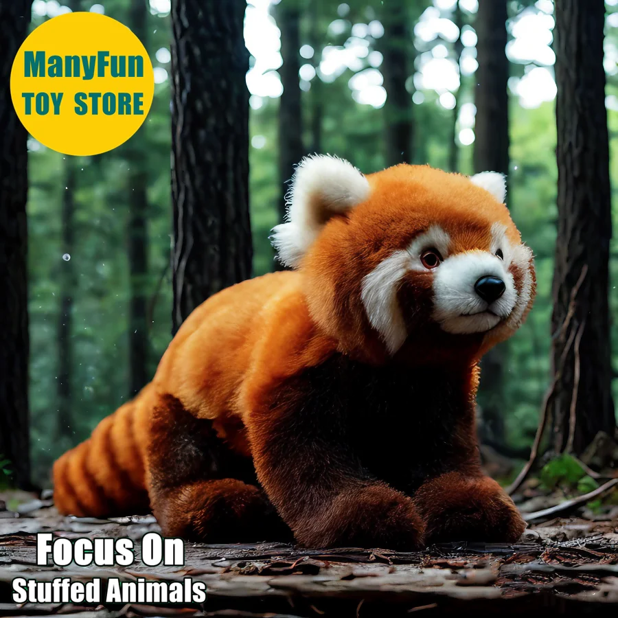 Red Panda Plush Toy Realistic Lesser Panda Plushie Lifelike Himalayan Raccoon Stuffed Animal Red Panda Simulation Doll Gift