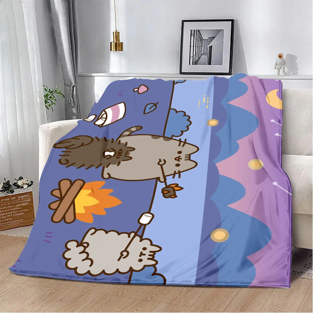 Cute Funny Pusheens Cat Printed Blanket Picnic Blankets Warm Blanket Soft and Comfortable Blanket Home Travel Birthday Gift