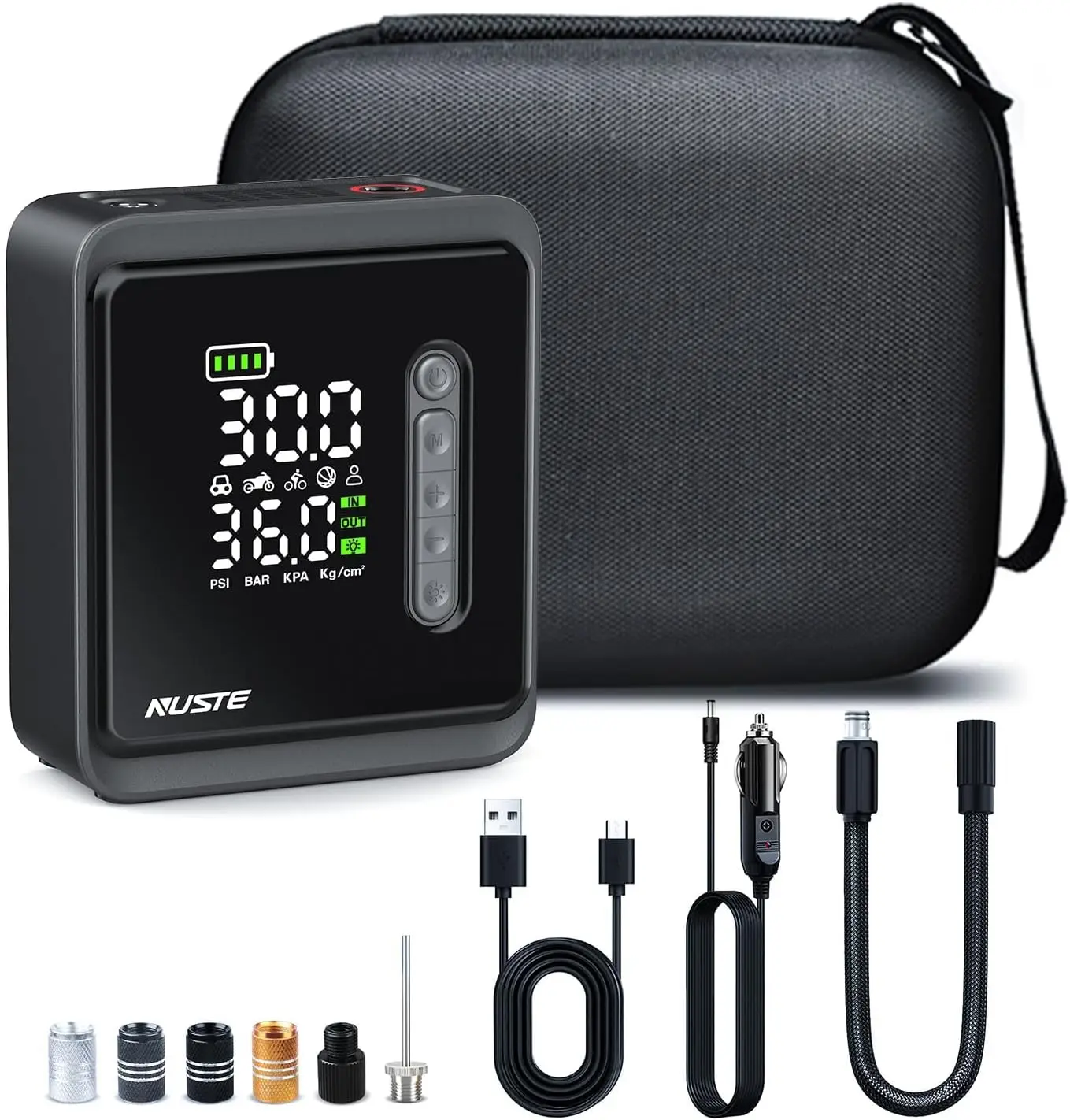 

Portable Tire Inflator 150PSI Cordless Air Pump, 3X Faster Battery, Dual Power Electric Bike Pump with Pressure Gauge for Car, B