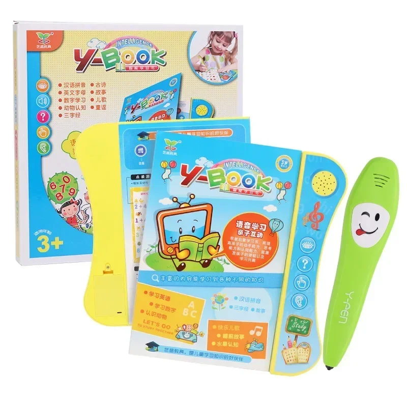 Bolígrafo electrónico de lectura de puntos para niños, máquinas de aprendizaje de inglés chino, tableta interactiva, juguete educativo, 20 páginas