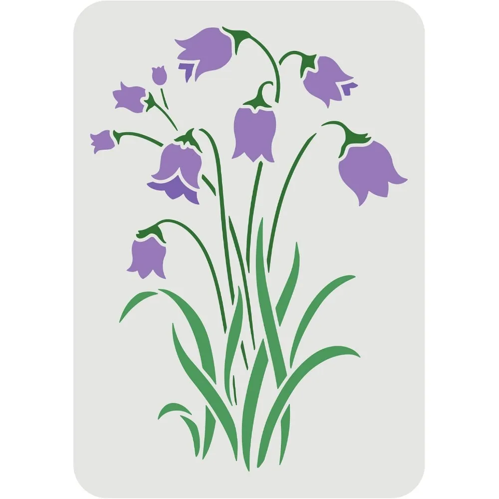 

Трафарет Campanula 11,7x8,3 дюйма, трафареты для рисования Bluebell, пластиковые трафареты для цветов колокольчиков, прямоугольные многоразовые цветы, сделай сам