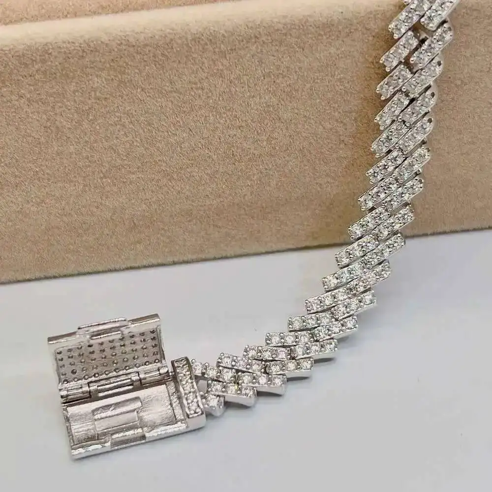 

Пройти тестер бриллиантов в стиле хип-хоп, блестящие ювелирные изделия, 8 мм, 89 ВТВ, муассанит, Iced Out, кубинское звено, браслет-цепочка