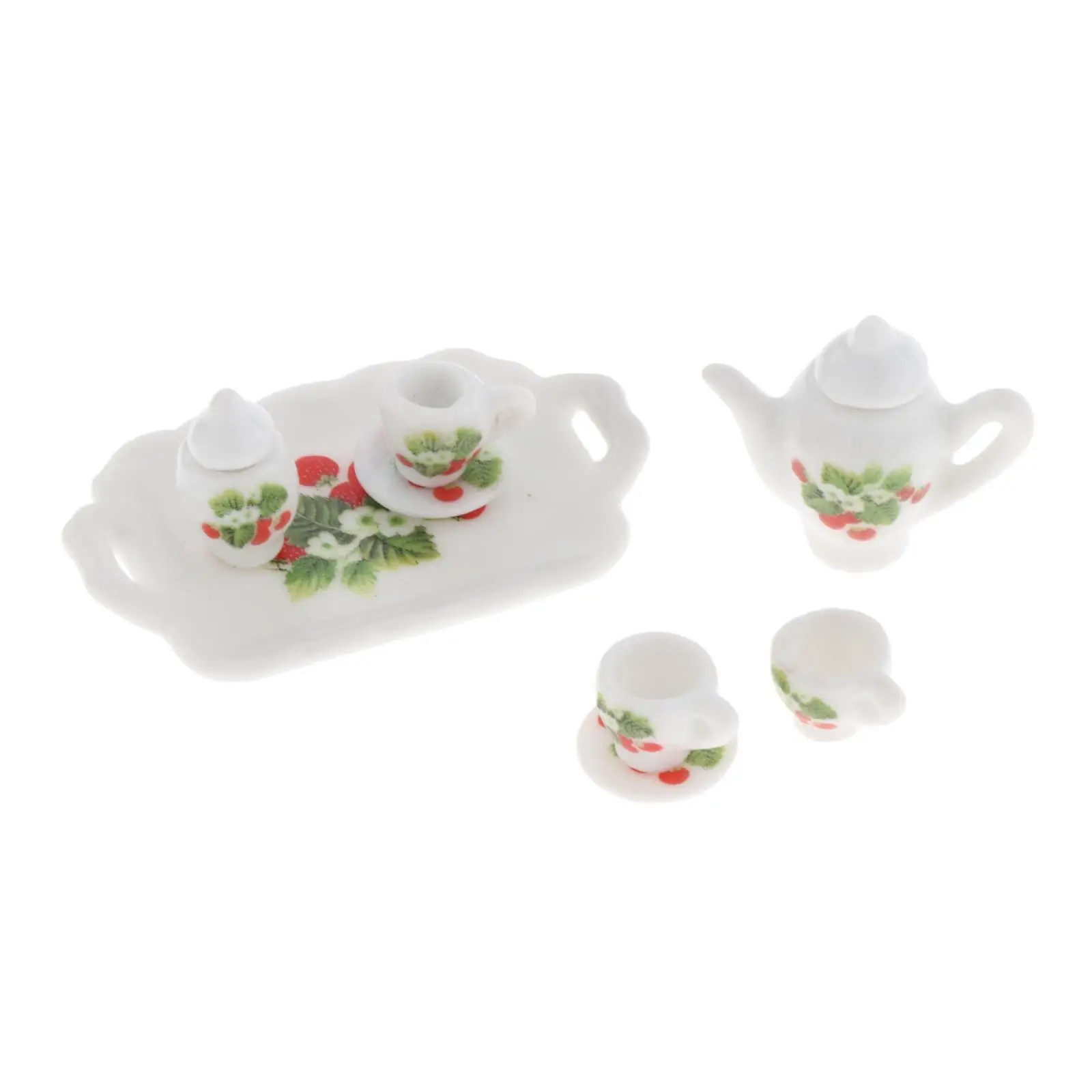 

8Pcs Mini Dollhouse Porcelain Tea Service Tableware Kitchen Accessories Toys