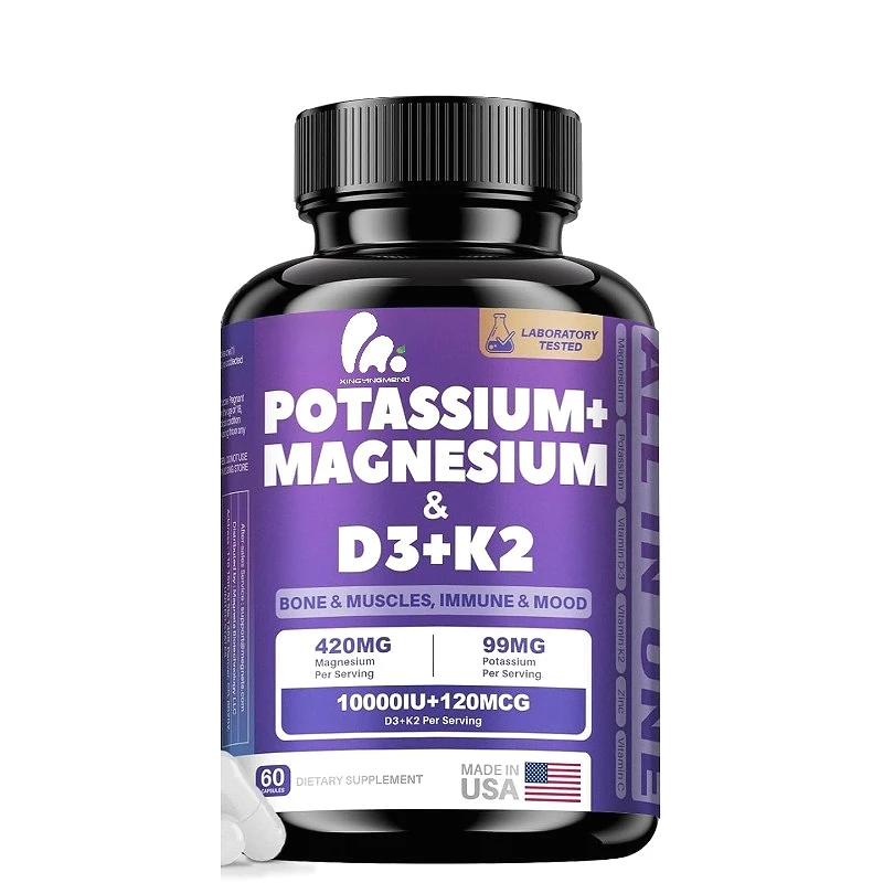 

Магний, калия, витамин D3, K2 10000iu Добавка — поддерживает кость и иммунитет — улучшает поглощение 60 капсул