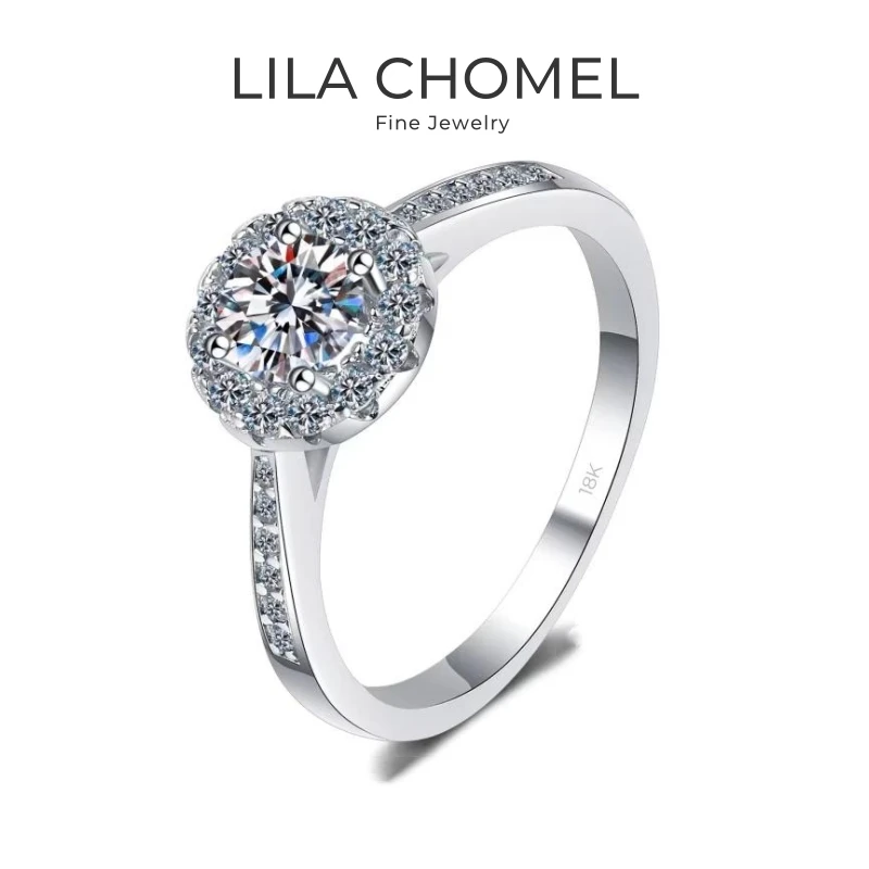 

Engagement 18K White Gold Women Wedding Band 0.3/0.5/1/2CT Moissanite Diamond Girl Birthday Gift PT950 Platinum Valentine's Day