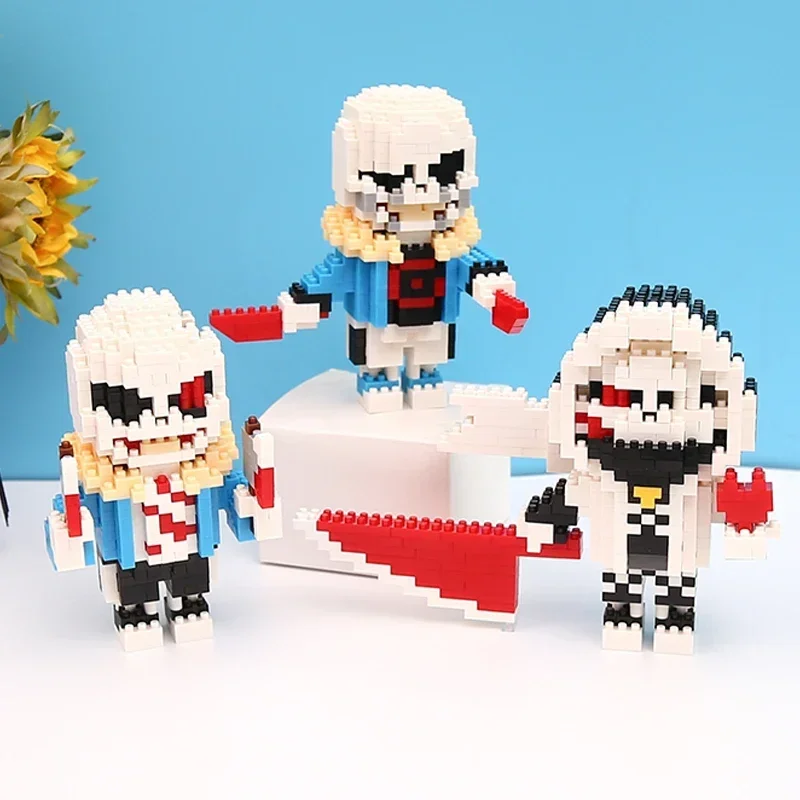 Juego SC Undertale Sans Cross Nightmare Reaper Ink Skeleton, Hero Monster Doll, Mini bloques de diamante DIY, bloques de construcción, juguete sin