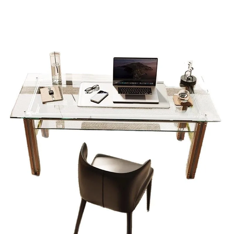 

Aluminum profile desk creative computer desk tempered glass household aluminum profile study office desk