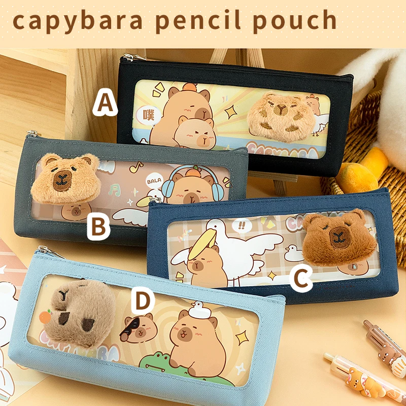 kawaii stationery items School supplies pen holder back to school kits bag School pencil case girls cute  capybara pencil pouch