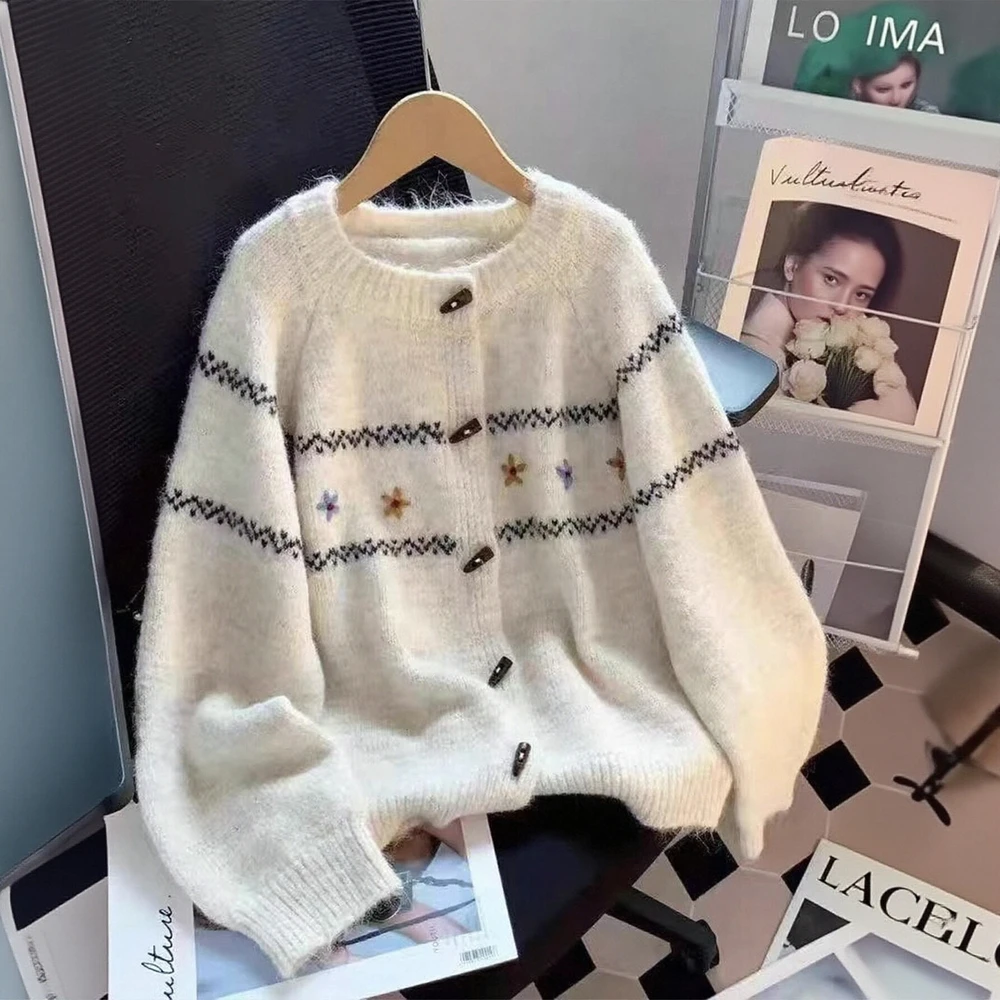 

Women's Casual round Neck Cardigan Open Front Knitwear Fitted Long Sleeve Straight Tube No Decoration