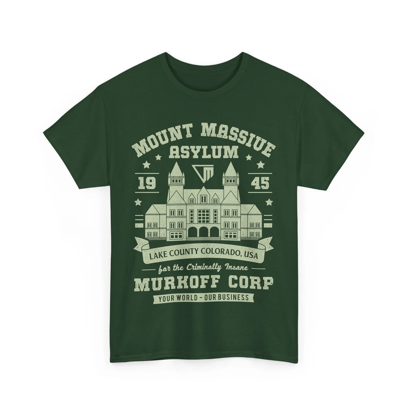 تي شيرت Mount Massive Asylum Vintage للجنسين. لعبة فيديو المحاكمات الخارجية.