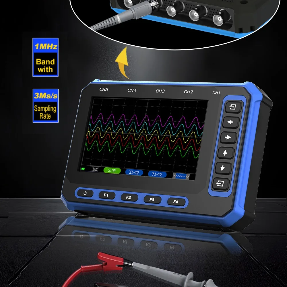 TOOLTOP 5 Channels USB + WiFi Digital Oscilloscope 4.3 Inches 3Msps ...