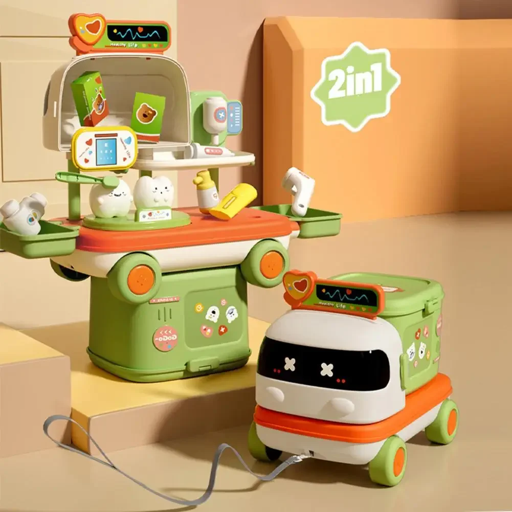 Kids Doctor Keuken Make-up Speelgoed voor Meisjes Interactieve Pretend Game Set Draagbare Opvouwbare Opbergdoos Kinderen Verjaardagscadeautjes