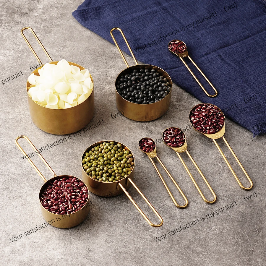 4pcs/8 kitchen titanium stainless steel measuring cups with threaded handles