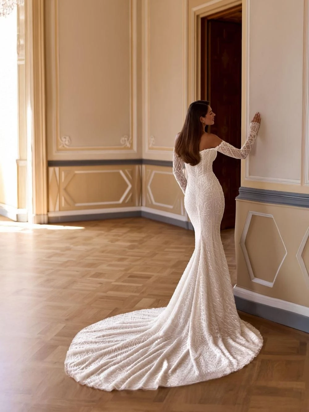 Vestido de novia lujoso con cuentas, vestido de novia largo hasta el suelo con hombros descubiertos de ensueño, nuevos vestidos personalizados con cuello en forma de corazón para novia