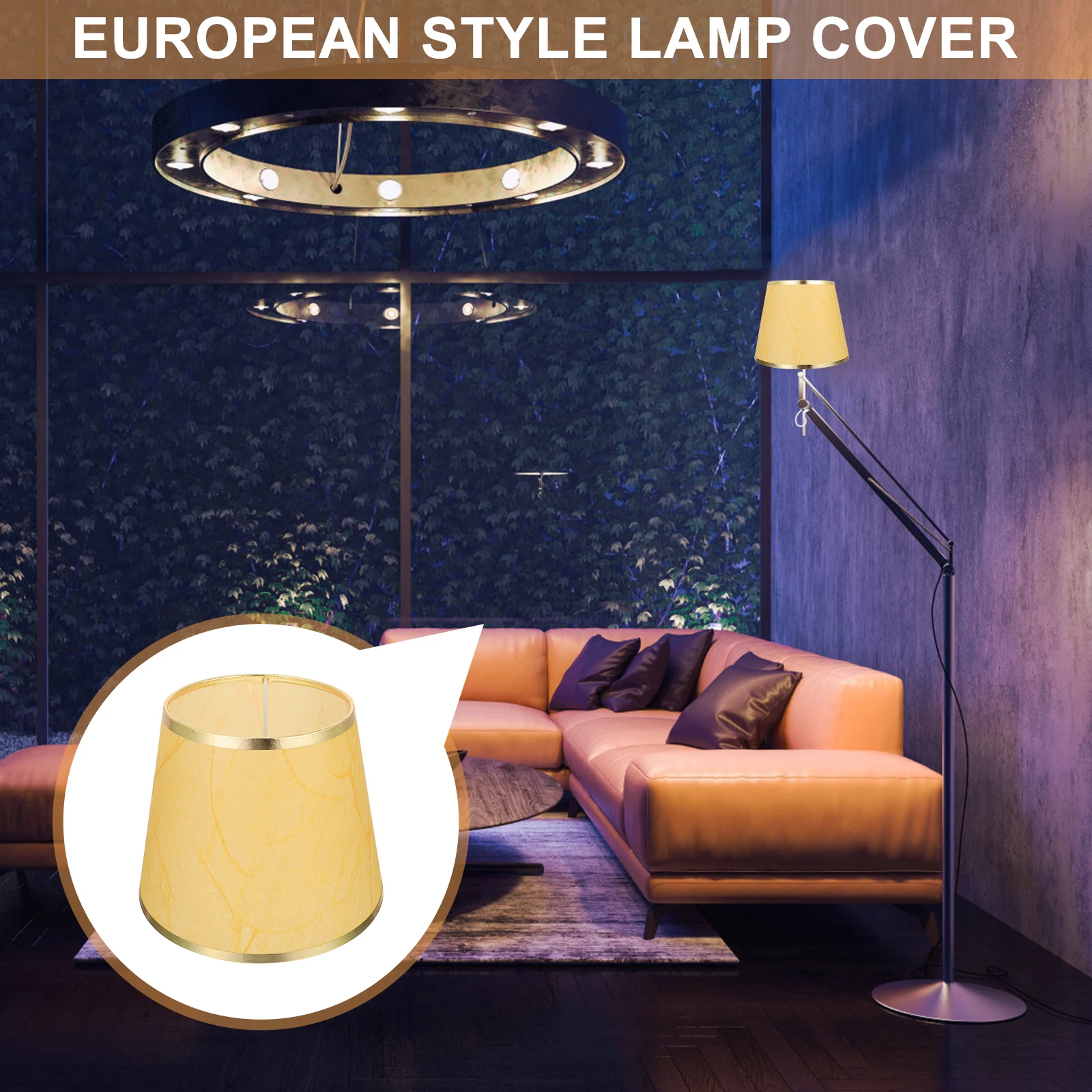 

Chic Lampshade Delicate Light Cover Table Accessory Novel Yellow Bedroom Cloth Dustproof Home Office Decorative Effect