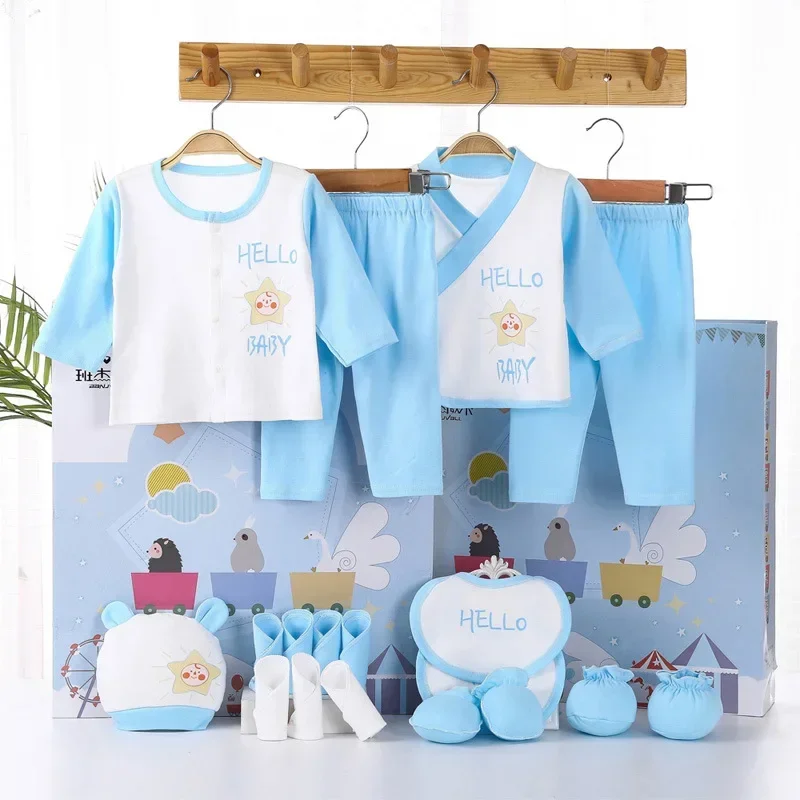 18piece/lot Newborn Baby Clothes For Girls Boys Sets 100% Cotton Infant Spring Autumn Soft Boy Clothing New born Hat Bib