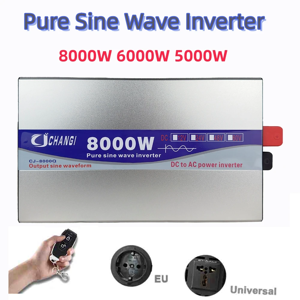 Inverter 12V 24V 48V 60V To 110V 220V 5000W 8000W 10000W Pure Sine Wave Inverter Solar Car Charger Power Supply for Home And RV