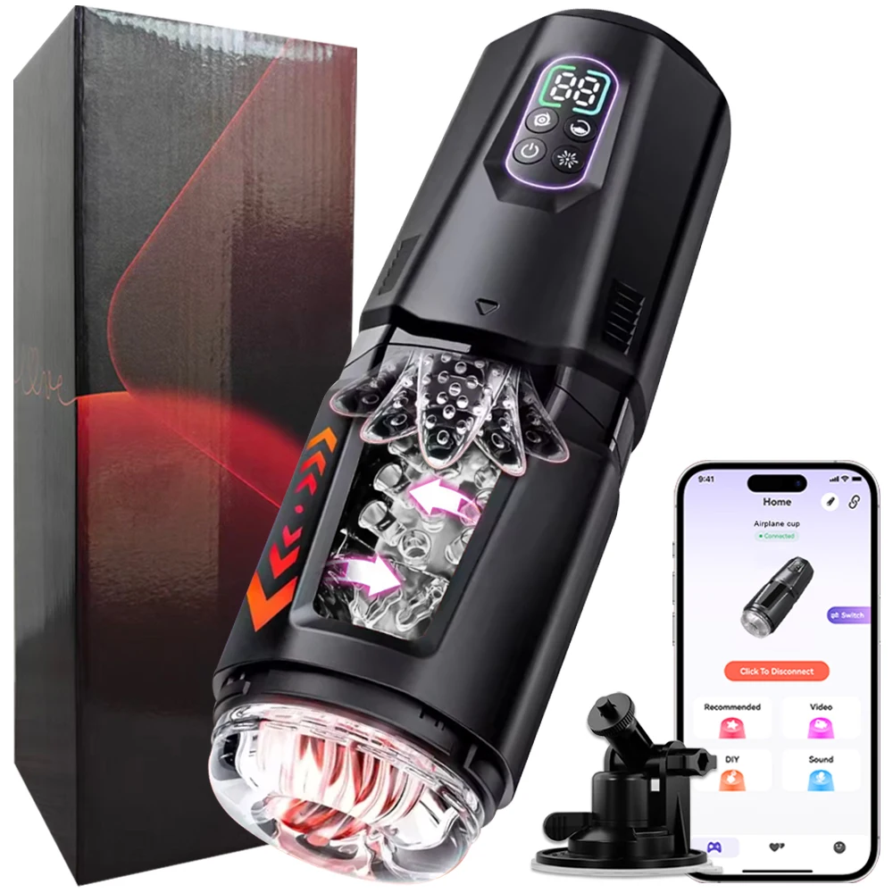 APP Control Automatic Thrusting 360 Rotation Masturbator Cup Licking Vibrating LCD Vacuum Penis Pump Enlargers Sex Toys for Men