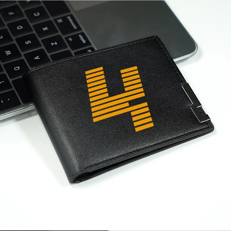 Portafoglio sottile da uomo con logo H4 PELLE PU NERO LEGGERO DURABILE DESIGN MINIMALISTA DELLA MODA DA UFFICIALE PER L'uso quotidiano