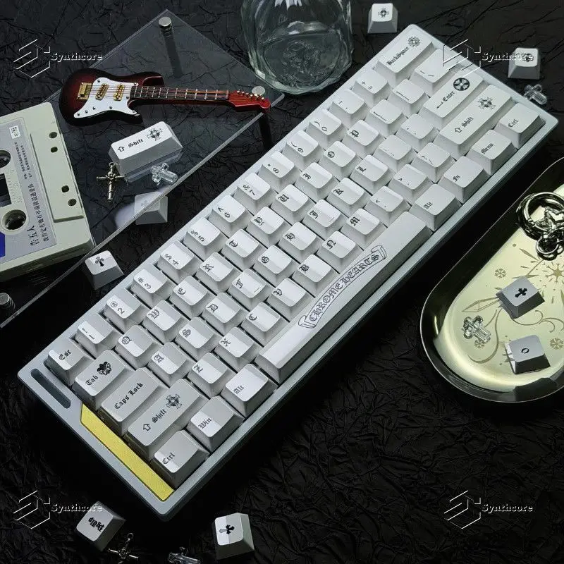 Vintage Hearts Style Keycaps CeramicLike PBT Keycaps Cherry Profile DyeSub for MX Switch Mechanical Keyboard Custom Set Keycap