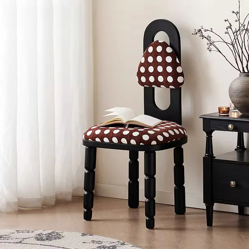 French retro style solid wood dining chair household simple modern back chair