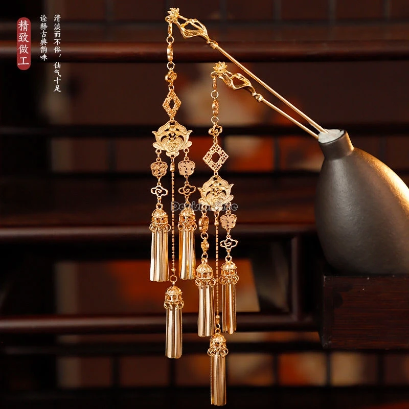 2025 copricapo in stile antico cinese Copricapo in stile antico elegante forcina lunga con nappa Forcina in stile Ming Accessori Hanfu