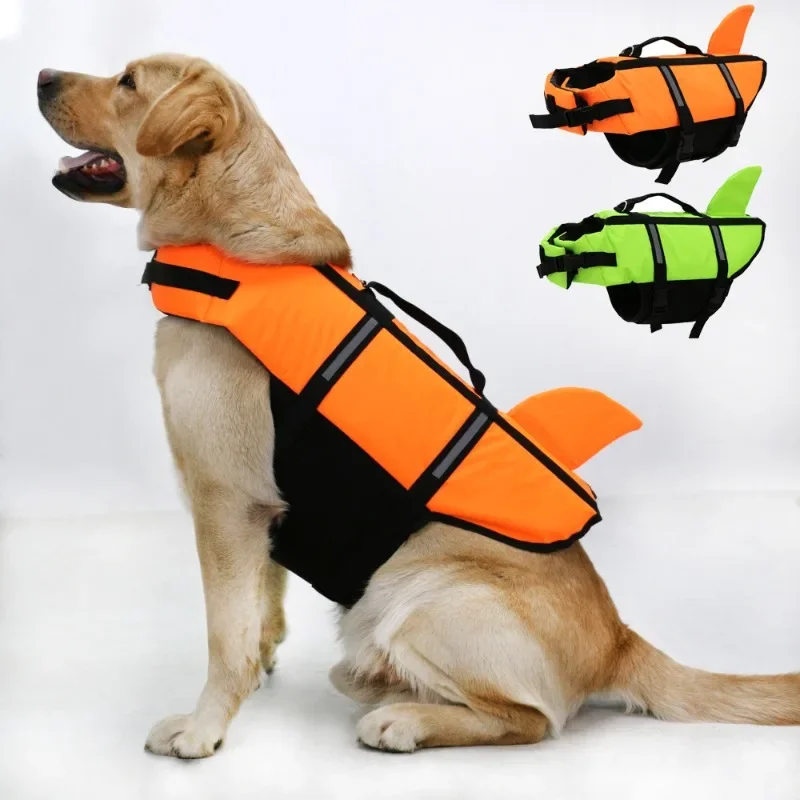 Rescue Canine Schwimmweste – Haifischflossen-Design mit Griff oben für Notfälle, Sommer-Spritzschutz-Hunde-Badebekleidung, Urne für menschliche Feuerbestattung