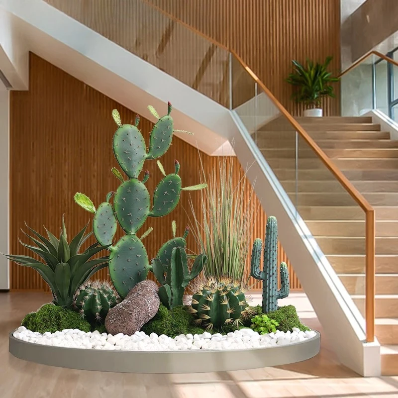 محاكاة الصبار المناظر الطبيعية نبات الرمل الصبار الديكور الإبداعية الطابق بوعاء الحلي #1