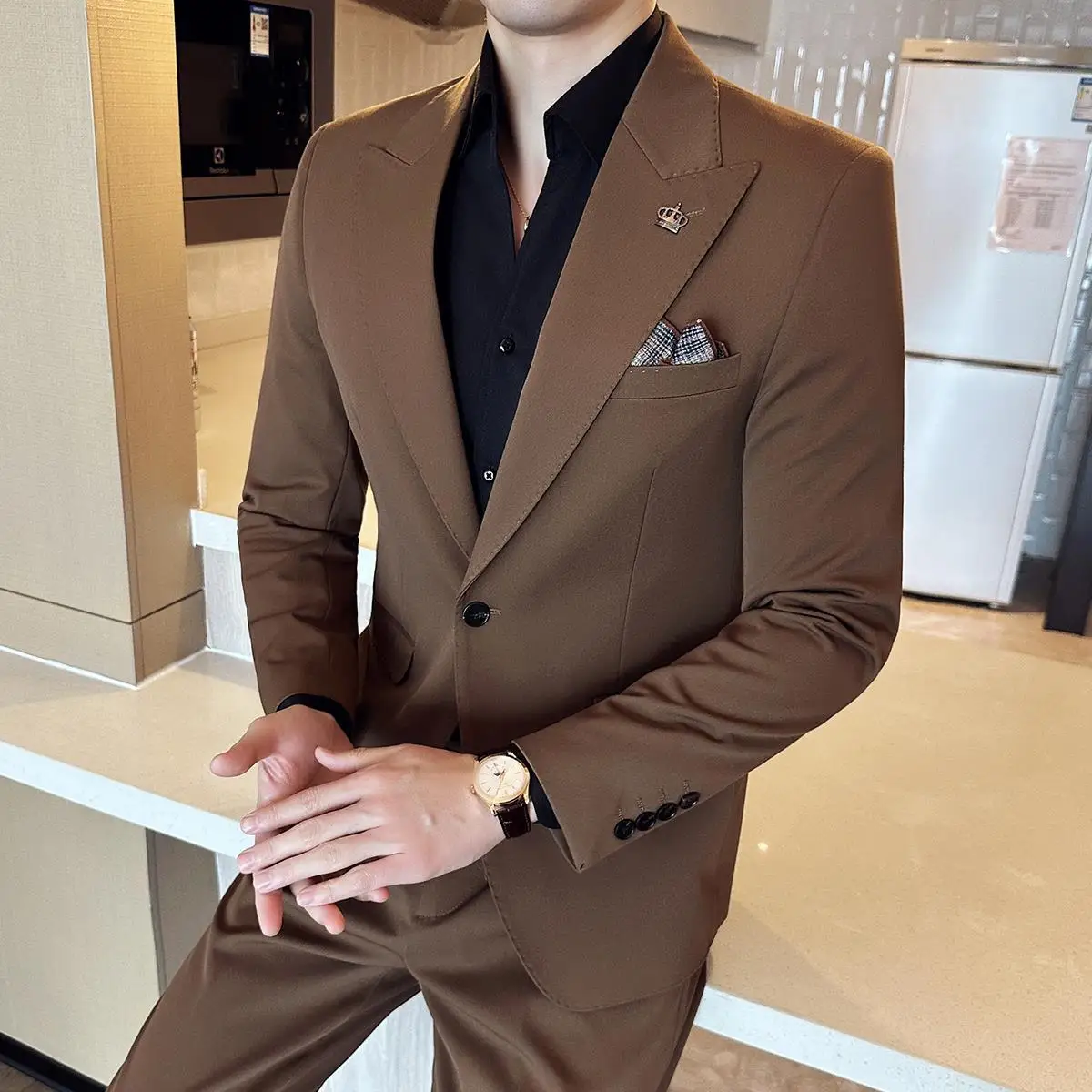 Ba50017 peaked lapel seven-color suit for men business casual formal slim groom wedding suit three-piece suit