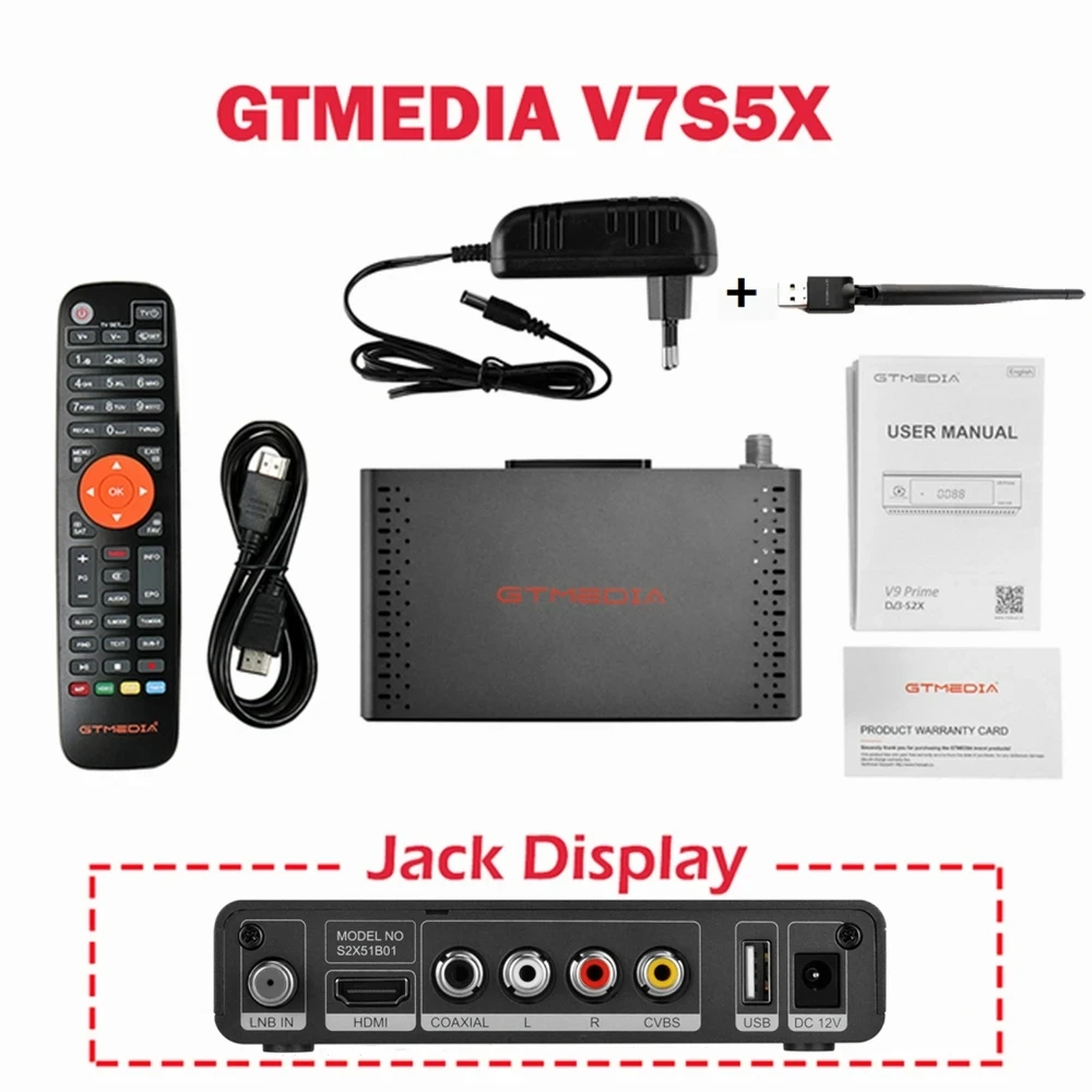 GTMEDIA V7S5X ECAM odbiornik satelitarny DVB-S/S2/S2X H.265(8bit) odbiornik cyfrowy obsługuje Ccam,IKS,AVS +,CCM,ACM,VCM z USB WIFI