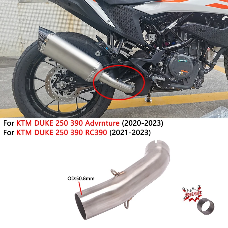 

Для DUKE 125 250 390 Adventure RC390 2020-2023 выхлопная система мотоцикла модифицированный глушитель Moto 51 мм передняя средняя труба
