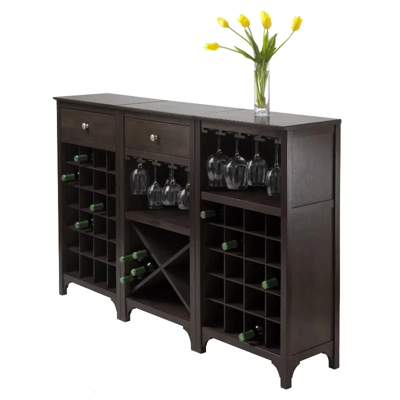 Modular wine cabinet set for wine storage and display