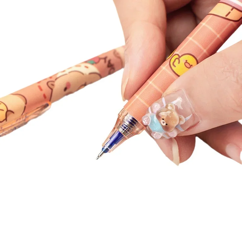 6 قطعة كابيبارا لطيف قابل للمسح القلم الحبر الأزرق الكتابة السلس التجفيف السريع أقلام مدرسة مكتب اكسسوارات الطلاب القرطاسية طفل هدية