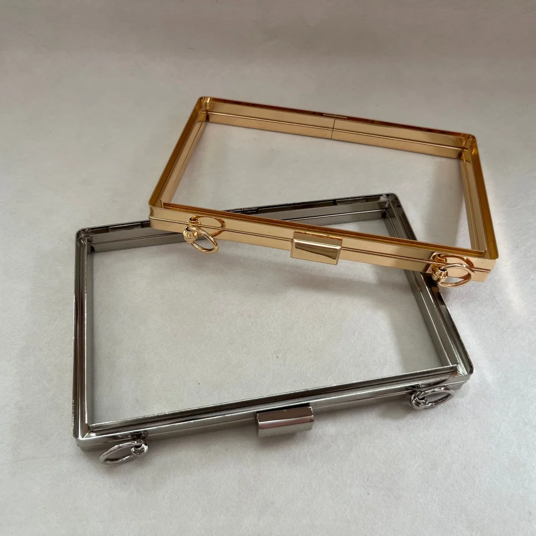 18cm Customized Metal Box Clutch Wallet Frame Bag Case with Black Plastic Sheet - Hardware Purse Frame for Handbag Accessories
