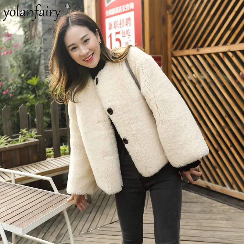 Coat Natural Fur Female 100% Wool Women Coat Winter Clothes Women Short Fur Jacket 2023 Casaco Feminino Inverno 1712