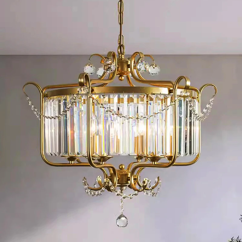 Imagem -02 - Modern American Led Pendant Light Romântico e Luxuoso Cristal Iron Art Chandelier Living Dining And Bedroom Designer Lamp Decor American Pendant Light