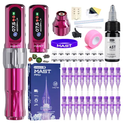 Mast Tour2 Pro Wireless Tattoo Machine Tattoo Kit Full Set 1-10V Eyebrow Lips Eyeliner Complete Mast Art Makeup Machine Supply