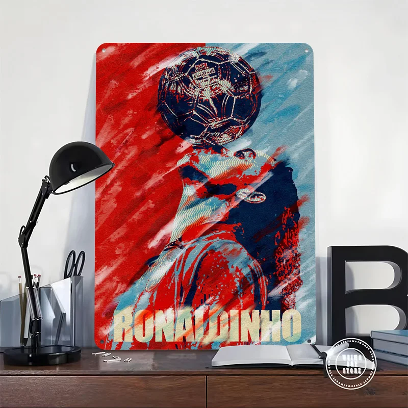 Ronaldinho Soccer Art Metal Poster Custom Wall Art Retro Vintage Tinplate Signs for Fans Modern Home Decoration Luxury Wand Deko