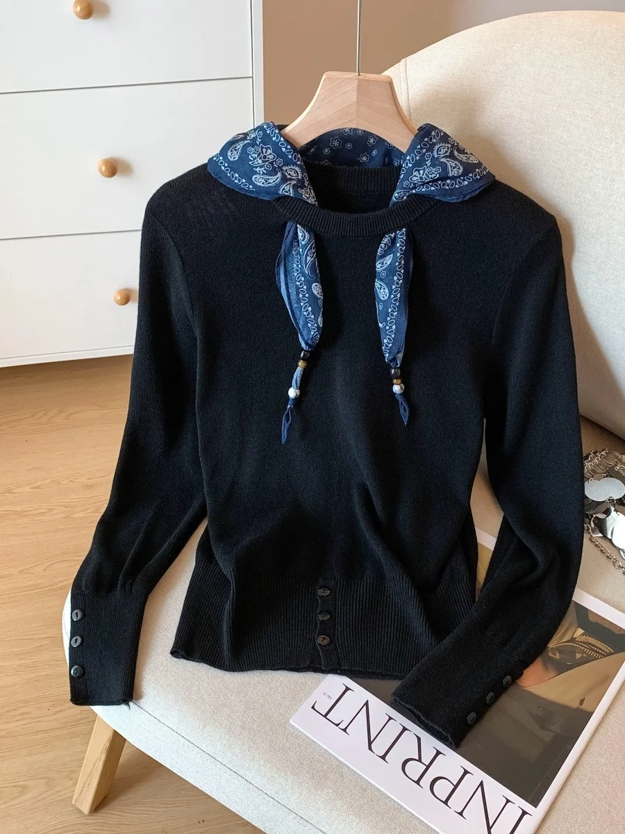 

Модный корейский женский вязаный свитер, комплект Long Sve round Ne Top, высококачественная коллекция ранней осени Sensation