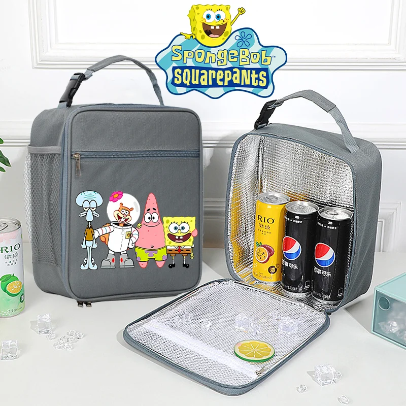 SpongeBob SquarePants Lunch Pack Portable Insulation Lunch Box Bags Outdoor Outings Commute Work School Large-capacity Bento Bag