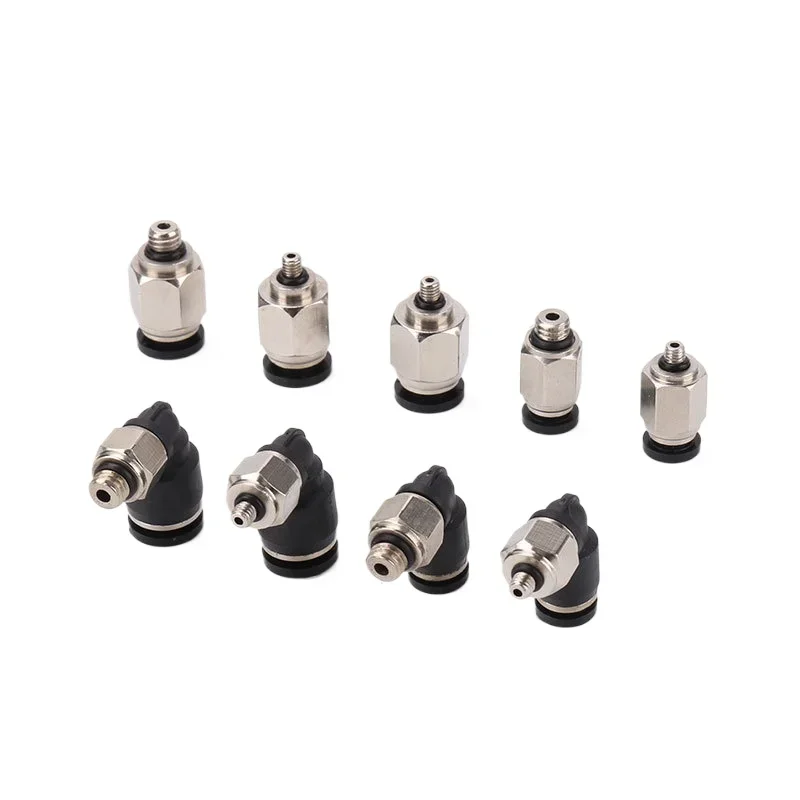 Pneumatic quick mini mini  Gas pipe quick insert PL-C Black and white multi-specification series threaded bend connector