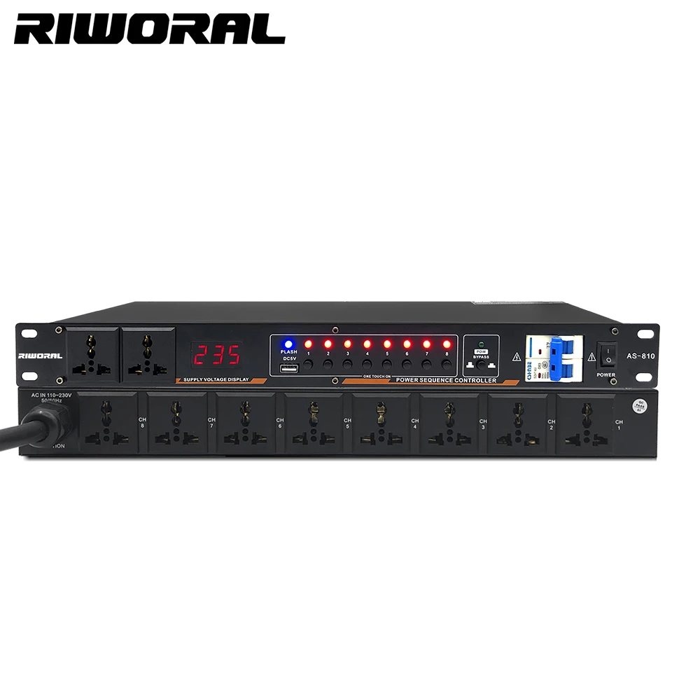 

AS810 30A Audio Power Conditioner 8 Channel Power Management Sequencer with Separate Air Switch Power Sequence Controller