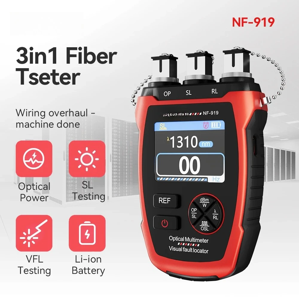 NF-919 3 In1 Fiber Optical Meter Visual Fault Locator REF/OPM Power Meter Red Light Fiber Optic Cable Tester Network Tool