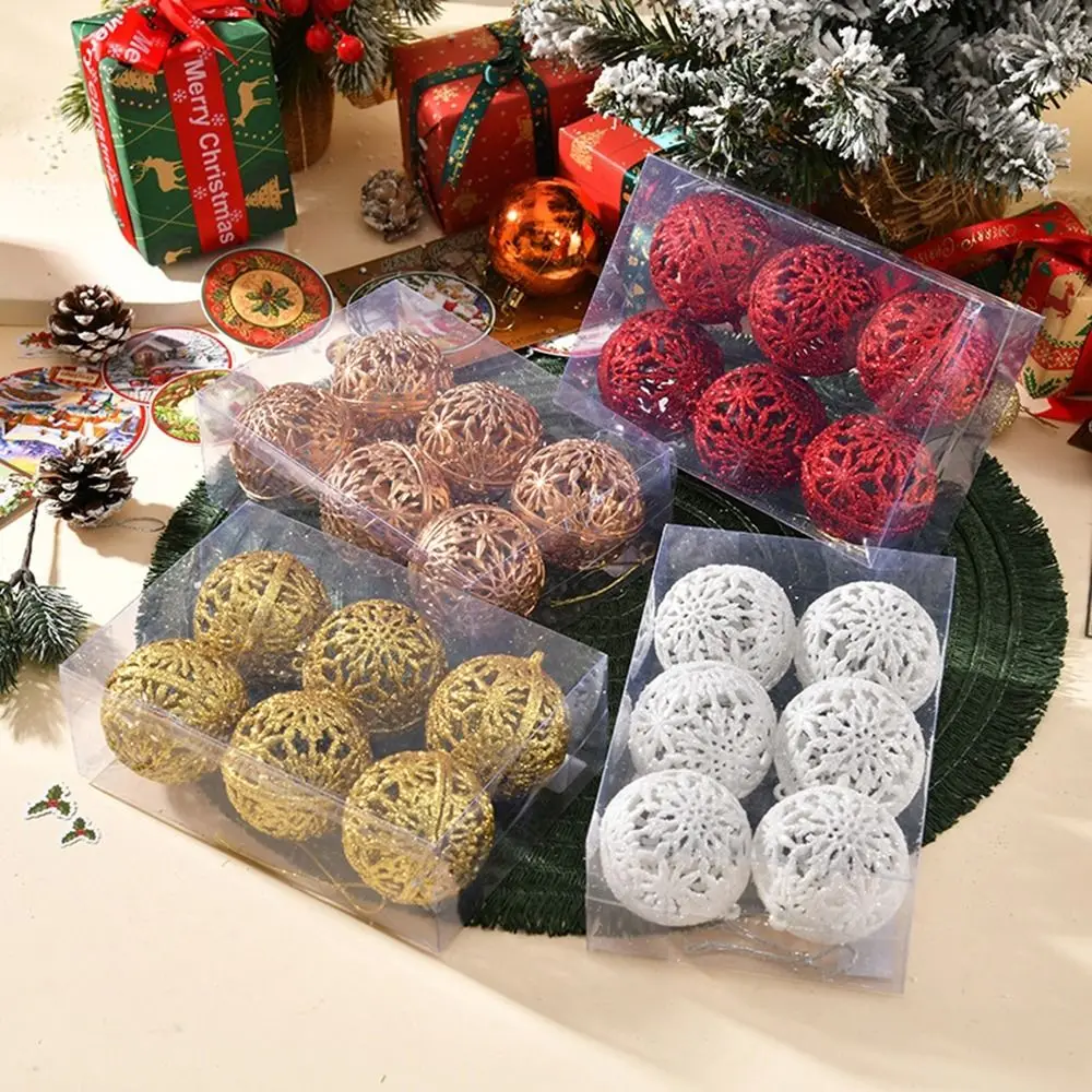 

Christmas Glitter Ornament Balls Red Gold Hollow Out Xmas Tree Hanging Pendants Kids Toy Balls Home New Year Party Decor Supply