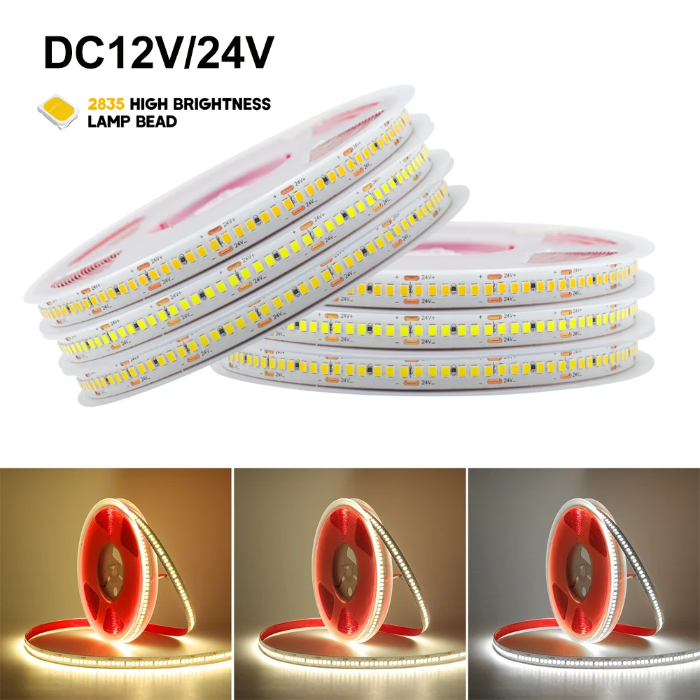 

5M 10M LED Strip Light DC12V 24V 2835 LED Tape 120 240LEDs/m Waterproof Ribbon Diode Warm Natural Cold White Fita TV Backlight